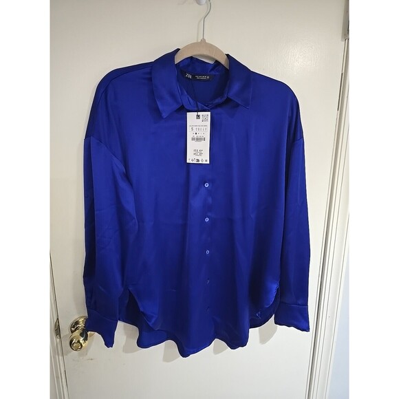 Zara Satin Effect Oversized Shirt - S - Picture 7 of 8